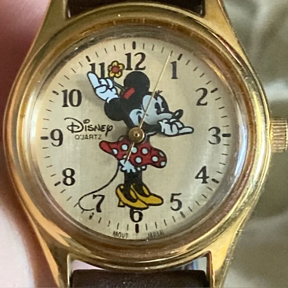 Vintage Gold-tone Minnie Mouse Watch for Women by Disney Time Works